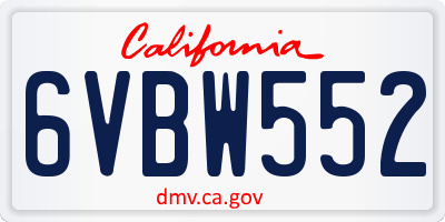 CA license plate 6VBW552