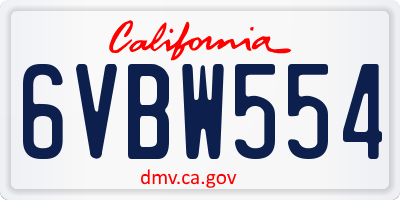 CA license plate 6VBW554