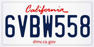 CA license plate 6VBW558