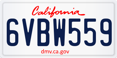 CA license plate 6VBW559