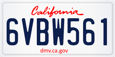 CA license plate 6VBW561