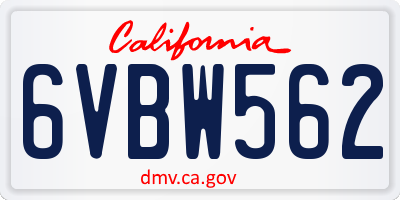 CA license plate 6VBW562
