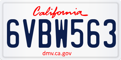 CA license plate 6VBW563