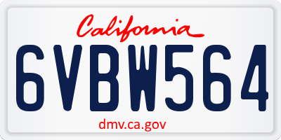 CA license plate 6VBW564