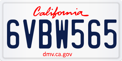 CA license plate 6VBW565