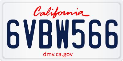 CA license plate 6VBW566