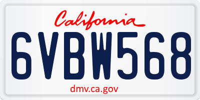 CA license plate 6VBW568