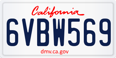 CA license plate 6VBW569