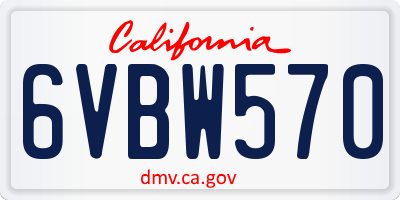 CA license plate 6VBW570