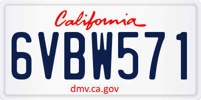 CA license plate 6VBW571
