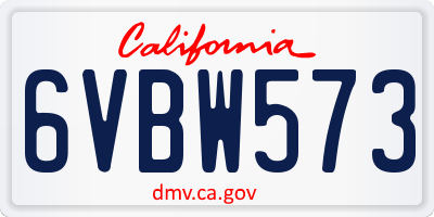 CA license plate 6VBW573