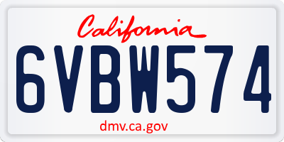 CA license plate 6VBW574