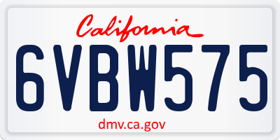 CA license plate 6VBW575