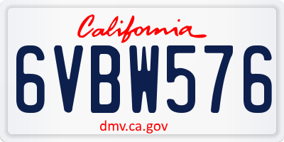 CA license plate 6VBW576