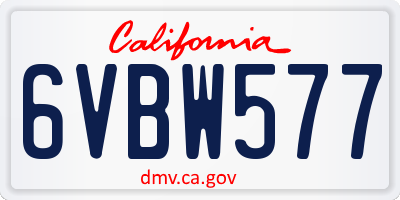 CA license plate 6VBW577
