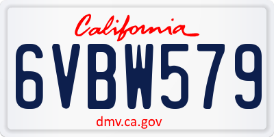 CA license plate 6VBW579