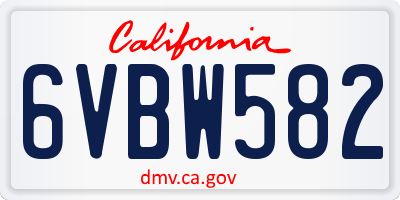 CA license plate 6VBW582