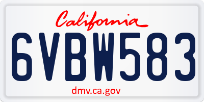 CA license plate 6VBW583