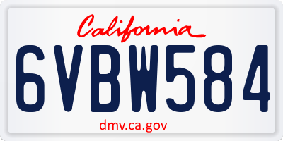 CA license plate 6VBW584