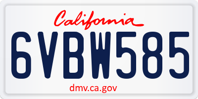 CA license plate 6VBW585