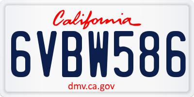 CA license plate 6VBW586
