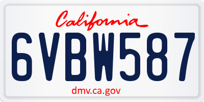 CA license plate 6VBW587