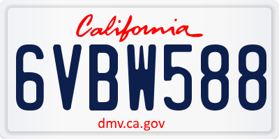 CA license plate 6VBW588