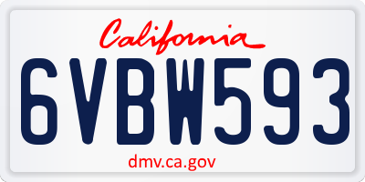 CA license plate 6VBW593