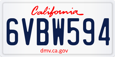 CA license plate 6VBW594
