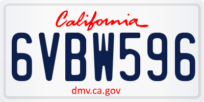 CA license plate 6VBW596