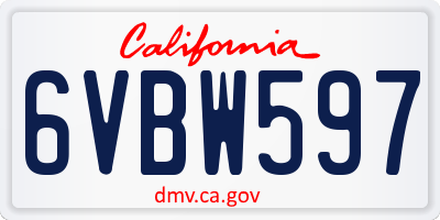 CA license plate 6VBW597