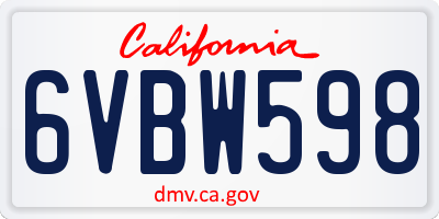 CA license plate 6VBW598