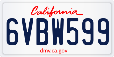 CA license plate 6VBW599