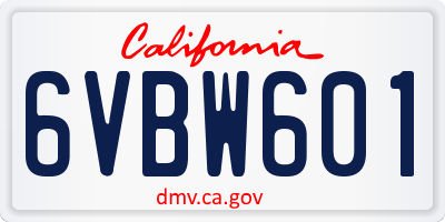 CA license plate 6VBW601