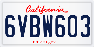 CA license plate 6VBW603