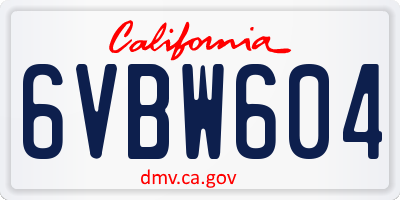CA license plate 6VBW604