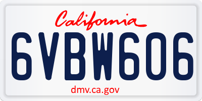 CA license plate 6VBW606