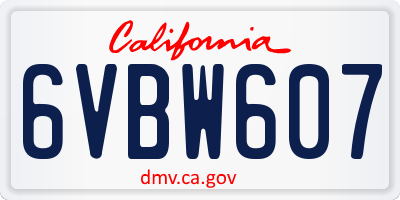 CA license plate 6VBW607