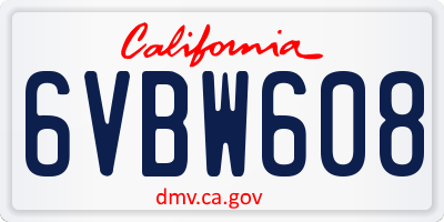 CA license plate 6VBW608