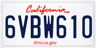 CA license plate 6VBW610