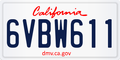 CA license plate 6VBW611