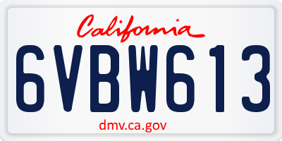 CA license plate 6VBW613