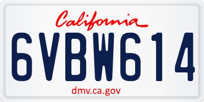 CA license plate 6VBW614