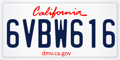CA license plate 6VBW616