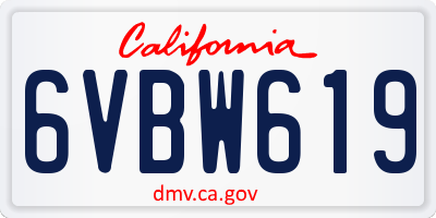 CA license plate 6VBW619