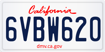CA license plate 6VBW620