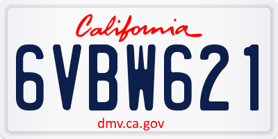 CA license plate 6VBW621