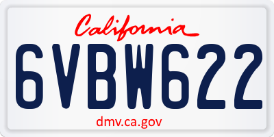 CA license plate 6VBW622