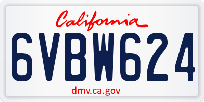 CA license plate 6VBW624