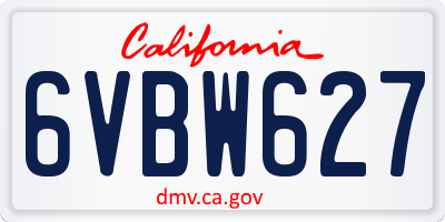 CA license plate 6VBW627